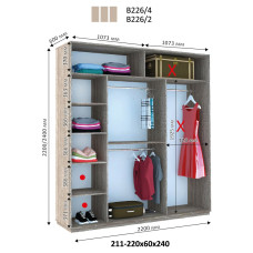 Шкаф купе Виват В 226 (220х60х220)
